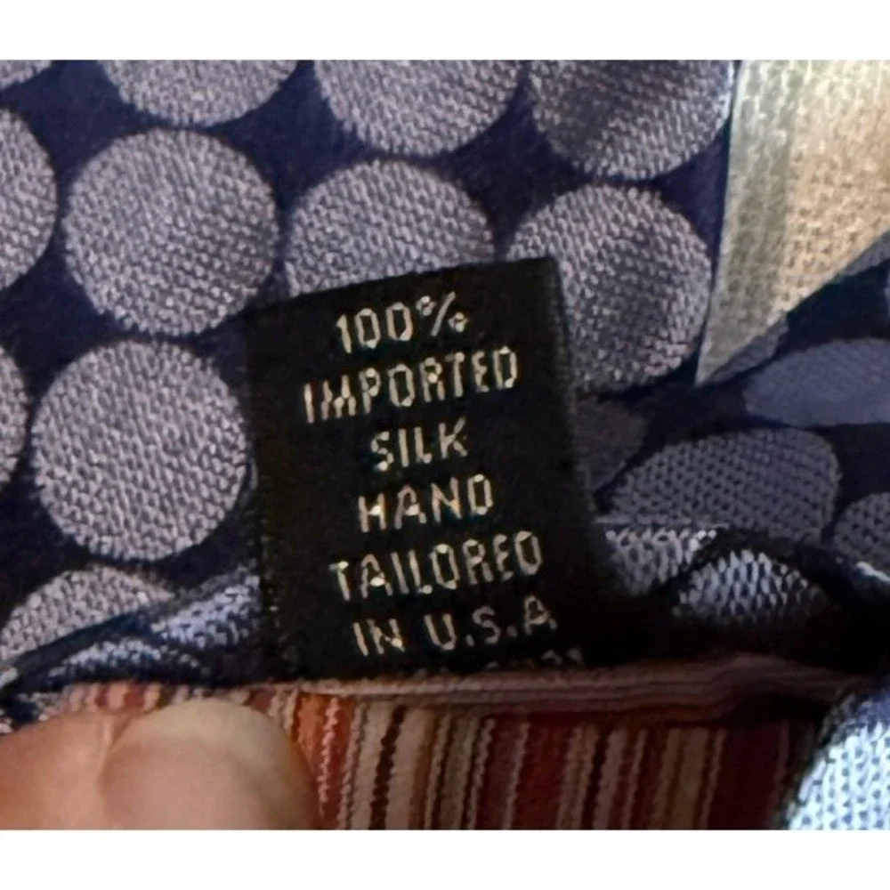 Ted Baker London Mens 100% Silk Tie Blue Polka Dot Geometric Hand Tailored USA